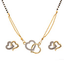 Heart Shape AD Studded Gold Plated Mangalsutra With Earrings