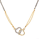 Heart Shape AD Studded Gold Plated Mangalsutra With Earrings