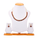 Gold Plated Pear Cut Red Ethnic AD Necklace Jewellery Set