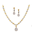 Gold Plated Teardrop White Ethnic American Diamond Necklace Jewellery Set