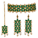 Gold Plated Green Kundan Ethnic Bridal Jewellery Set
