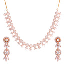 Rose Gold Plated Cluster Floral White American Diamond Contemporary Necklace Jewellery Set