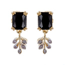 Gold Plated Emerald-Cut Black American Diamond Casual Pendant Set