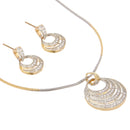 Gold Plated Nested Rings White Cubic Zirconia Casual Pendant Set