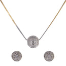 Gold Plated Spherical White Cubic Zirconia Casual Pendant Set