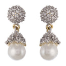 Gold Plated Cluster White Cubic Zirconia Contemporary Pendant Set