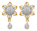 Gold Plated Sunflower White Cubic Zirconia Contemporary Pendant Set
