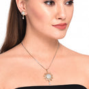 Gold Plated Sunflower White Cubic Zirconia Contemporary Pendant Set