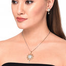 Gold Plated Sunflower White Cubic Zirconia Contemporary Pendant Set