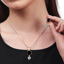 Gold Plated Emerald-Cut Black American Diamond Casual Pendant Set
