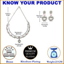 Rhodium Plated Heart Motif Pink American Diamond Ethnic Necklace Jewellery Set