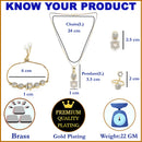 White AD Stone Gold Plated Contemporary Pendant Matching Set