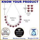 Rhodium Plated Stylish Trillion Cut Red AD Ethnic Necklace Jewellery Set