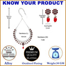 Rhodium Plated Crescent Red CZ Ethnic Oxidised Necklace