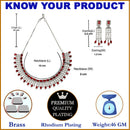 Rhodium Plated Stylish Emerald Cut Red AD Ethnic Necklace Jewellery Set