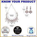 Rhodium Plated Chandelier Red Ethnic AD Necklace Jewellery Set