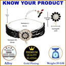 Gold Plated Circular Disc Black American Diamond Ethnic Traditional Choker Jewellery Set