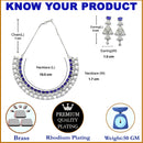 Rhodium Plated Triangle Motif Blue American Diamond Ethnic Necklace Jewellery Set