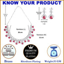 Rhodium Plated Triangle Cut Red American Diamond Ethnic Necklace Jewellery Set